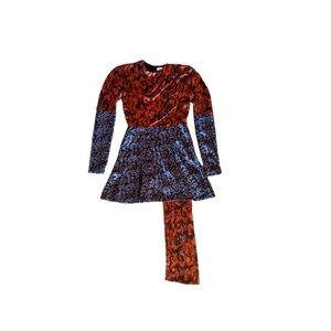 Christian Dior Silk Blend Floral Long Sleeve Dress